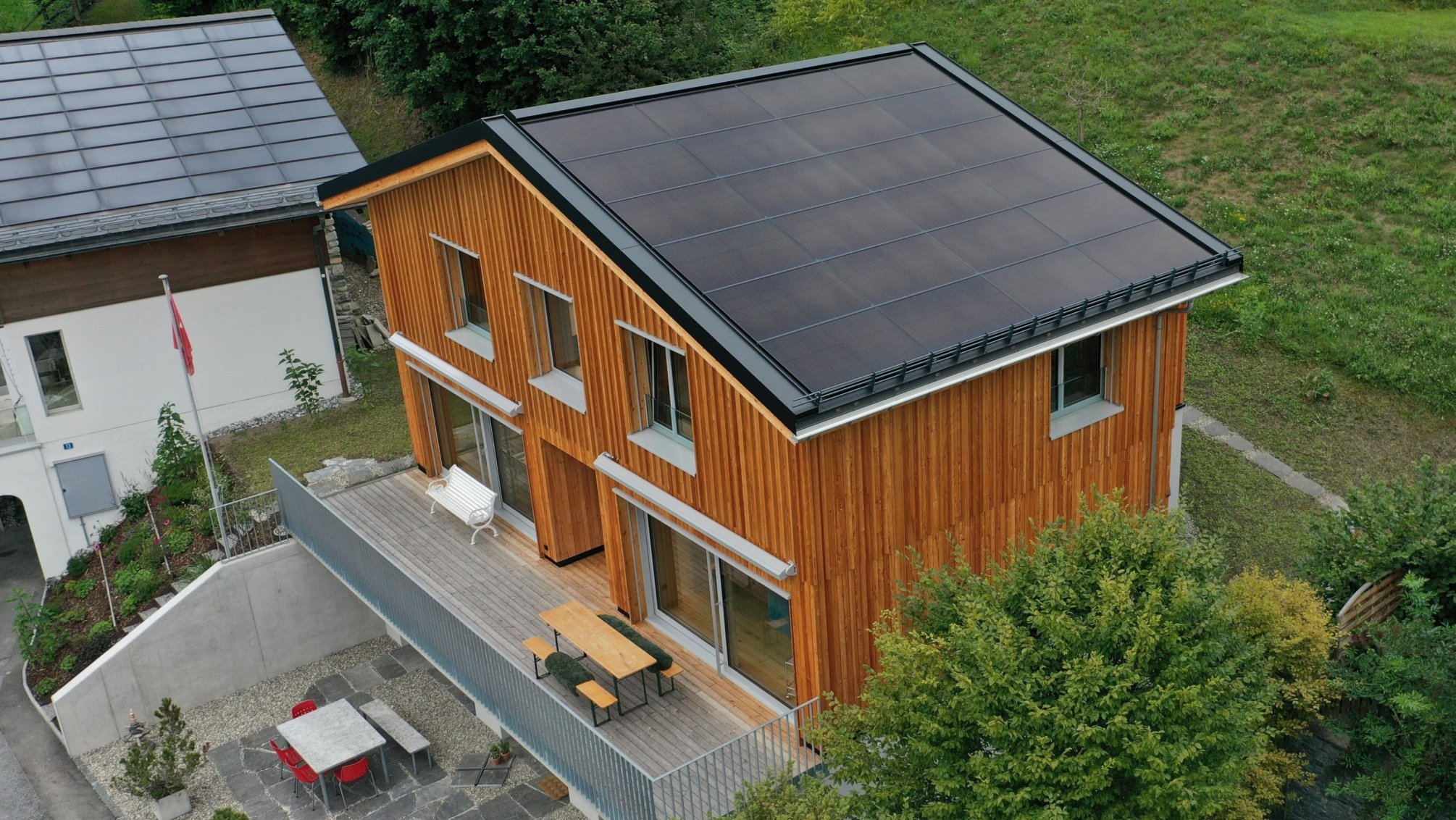Einfamilienhaus mit Photovoltaikanlage der Elektro W&auml;ger AG
